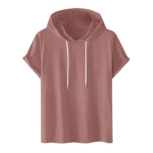 Hoodie Damen Kurzarm Einfarbig Kapuzenpullover Modische Sweatshirt Mit Kapuze Locker Kapuzenpulli Plus Size Hoody Oberteile Bequem Baumwolle Bluse Sommer Klassisch Tops Sportshirt Sommershirts von Generic