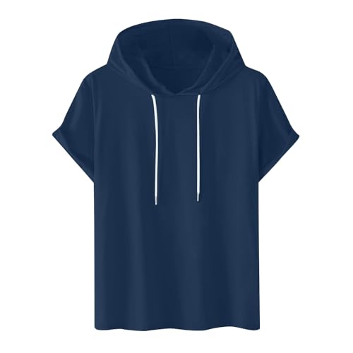 Hoodie Damen Kurzarm Einfarbig Kapuzenpullover Modische Sweatshirt Mit Kapuze Locker Kapuzenpulli Plus Size Hoody Oberteile Bequem Baumwolle Bluse Sommer Klassisch Tops Sportshirt Sommershirts von Generic