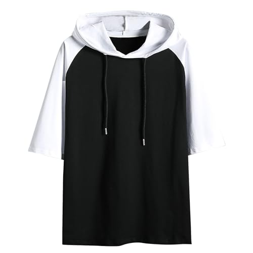 Hoodie Damen Kurzarm Einfarbig Kapuzenpullover Modische Sweatshirt Mit Kapuze Locker Kapuzenpulli Plus Size Hoody Oberteile Bequem Baumwolle Bluse Sommer Tops Sportshirt Geschenke für Frauen von Generic