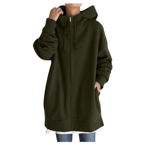 Hoodie Damen Lang Sweatjacke - Zipper Hoody Loser Kapuzenjacke, Oversize Sweatjacke Mit Kapuze LoseWinter Winddicht Warm Mantel Mit Reißverschluss Outdoor Fleecejacke Mit Taschen Windjacke Hoodie Damen Lang Sweatjacke - Zipper Hoody Loser Kapuzenjacke, Oversize Sweatjacke Mit Kapuze LoseWinter Winddicht Warm Mantel Mit Reißverschluss Outdoor Fleecejacke Mit Taschen Windjacke von Generic
