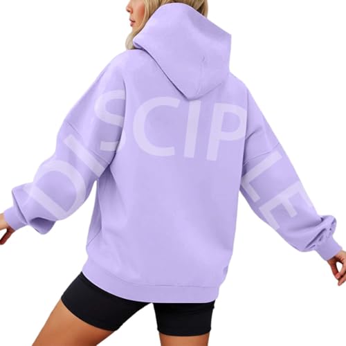 Hoodie Damen Oversize Backprint Kapuzenpullover Große Größen Locker Disciple Kapuzenpulli Bequeme Baumwolle Winterpullover Y2K Mode Casual Pullover mit Kapuzen Langarm Hoody für Frauen von Generic