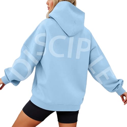 Hoodie Damen Oversize Backprint Kapuzenpullover Große Größen Locker Disciple Kapuzenpulli Bequeme Baumwolle Winterpullover Y2K Mode Casual Pullover mit Kapuzen Langarm Hoody für Frauen von Generic