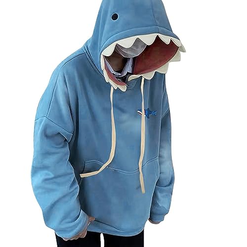 Hoodie Damen Oversize Süße Hai Hoodie Kapuzenpullover Langarmshirt Oberteiles Pullover mit Kapuze Taschen Casual Langarm Haifisch Sweatshirts Herbst Winter Pullover Tops Pulli Kapuzenpulli Sweatjacke von Generic