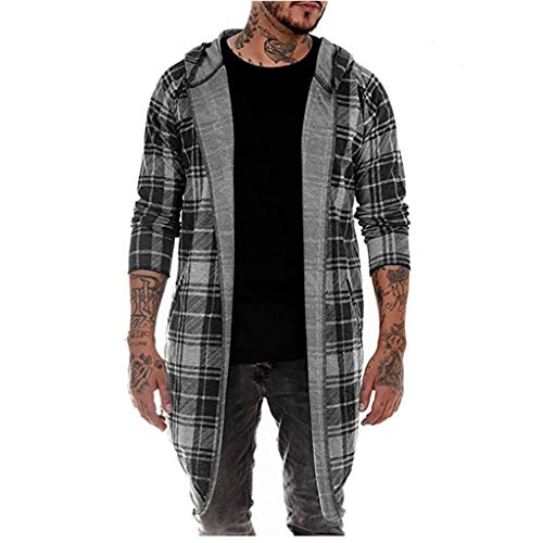 Hoodie Herren, Strickjacke Herren mit Kapuze Lang Sweatjacke Slim Fit Irregulär Einfarbig Baumwolle Hoodie Cardigan Langarm Männer Schwarze Freizeit Kapuzen Jacke von Generic