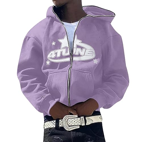 Hoodie Herren, Sweatjacke Kapuzenjacke Herren Vintage 4TUNE Hoodies Für Männer Zip Up Hoodie Y2K Kapuzenpullover mit Reißverschluss Hip Hop Streetwear Urban Pullover Unisex Lässig Jacke von Generic