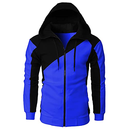 Hoodie Herren, Tupfen Kordelzug Sweatshirt Sweatjacke Durchgehender Langarm Mit Kapuze Pullover Sweater Slim Fit Langarmshirt SportshirtReißverschluss Kängurutasche Kapuzenpullover Hoody (blau,M) von Generic