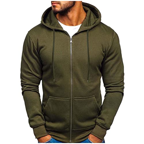 Hoodie Herren,Herren Hoodies Langarm Kapuzenpullover Fleece Winterjacke Warm Sweatshirt Freizeit Outdoor Kapuzenjacke mit Full Zip Up Sweatjacke Basic Einfarbig Hoody Kapuzenpulli Jacke von Generic