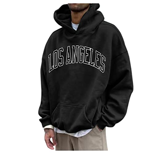 Hoodie Herren,Pullover Herren LOS Angeles Langarm Hoodie mit Kapuze Tasche Oversize Kapuzenpullover Casual Sport Fitness Winter Sweatshirt Kapuzenjacke Kapuzenpulli Pulli Sweatjacke von Generic