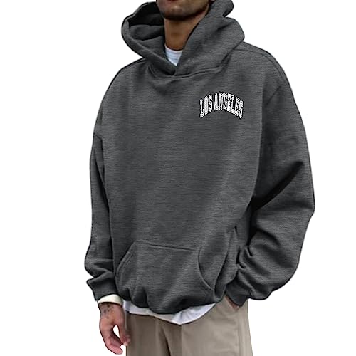 Hoodie Herren,Pullover Herren LOS Angeles Langarm Hoodie mit Kapuze Tasche Oversize Kapuzenpullover Casual Sport Fitness Herbst Winter Sweatshirt Kapuzenjacke Kapuzenpulli Pulli Sweatjacke von Generic