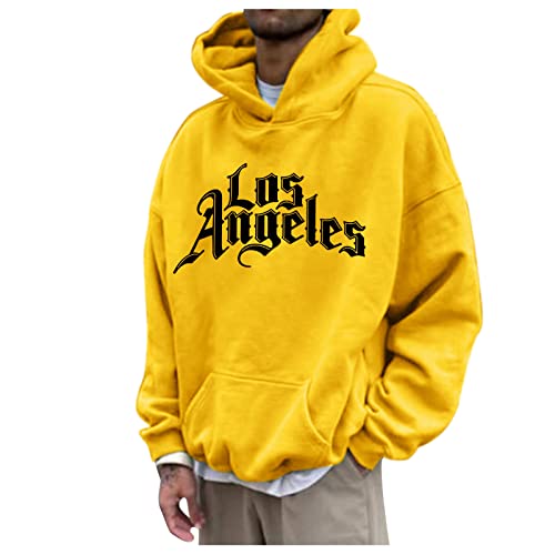 Hoodie Herren,Pullover Herren LOS Angeles Langarm Hoodie mit Kapuze Tasche Oversize Kapuzenpullover Casual Sport Fitness Winter Sweatshirt Kapuzenjacke Kapuzenpulli Pulli Sweatjacke von Generic
