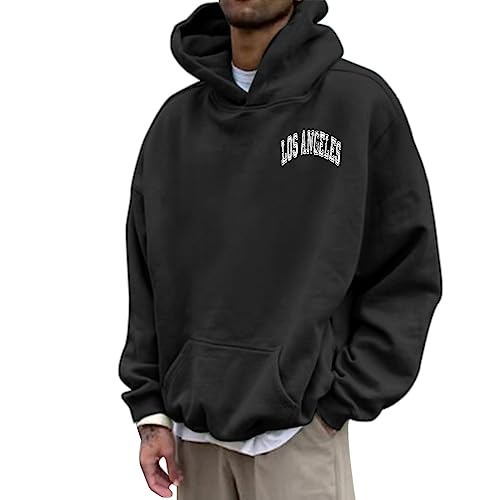 Hoodie Herren,Pullover Herren LOS Angeles Langarm Hoodie mit Kapuze Tasche Oversize Kapuzenpullover Casual Sport Fitness Winter Sweatshirt Kapuzenjacke Kapuzenpulli Pulli Sweatjacke von Generic