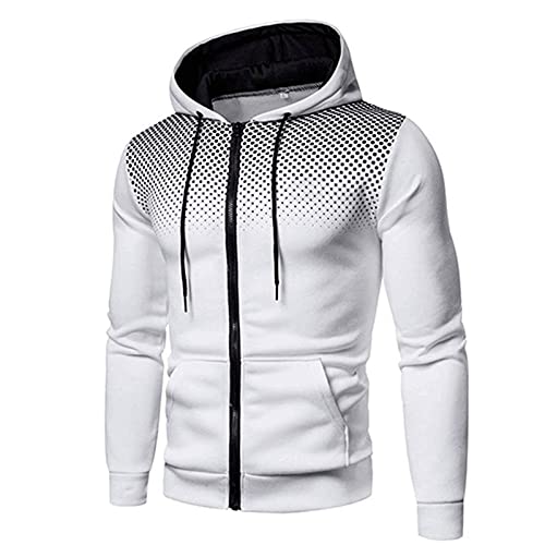 Hoodie Herren,Pullover Herren Tupfen Zip up Langarm Hoodie mit Kapuze Reißverschluss Kapuzenpullover Sweatjacke Casual Sport Herbst Winter Sweatshirt Lose Kapuzenjacke Kapuzenpulli Pulli von Generic