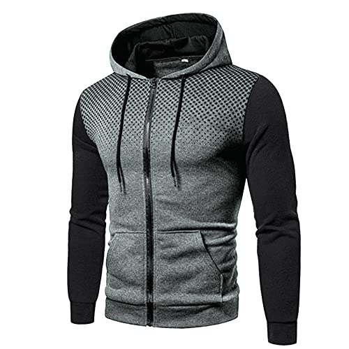 Hoodie Herren,Pullover Herren Tupfen Zip up Langarm Hoodie mit Kapuze Reißverschluss Kapuzenpullover Sweatjacke Casual Sport Herbst Winter Sweatshirt Lose Kapuzenjacke Kapuzenpulli Pulli von Generic