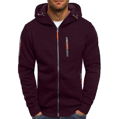 Hoodie Herren,Pullover Herren Zip up Langarm Hoodie mit Kapuze Kapuzenpullover mit Rei遶erschluss Sweatjacke Kordelzug Winter Sweatshirt Kapuzenjacke Kapuzenpulli Jacke von Generic