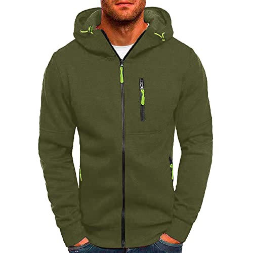 Hoodie Herren,Pullover Herren Zip up Langarm Hoodie mit Kapuze Kapuzenpullover mit Reißverschluss Sweatjacke Kordelzug Casual Sport Herbst Winter Sweatshirt Kapuzenjacke Kapuzenpulli Jacke von Generic