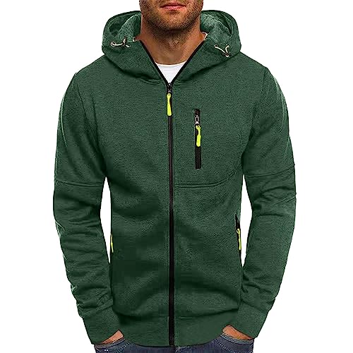 Hoodie Herren,Pullover Herren Zip up Langarm Hoodie mit Kapuze Kapuzenpullover mit Reißverschluss Sweatjacke Kordelzug Casual Sport Herbst Winter Sweatshirt Kapuzenjacke Kapuzenpulli Jacke von Generic