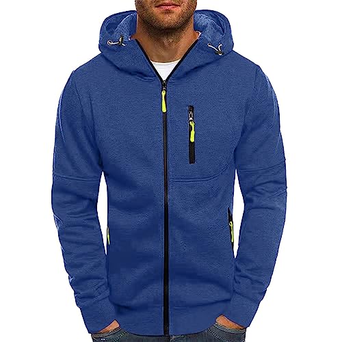 Hoodie Herren,Pullover Herren Zip up Langarm Hoodie mit Kapuze Kapuzenpullover mit Reißverschluss Sweatjacke Kordelzug Casual Sport Winter Sweatshirt Kapuzenjacke Kapuzenpulli Jacke von Generic