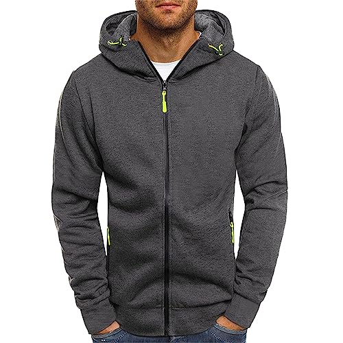 Hoodie Herren,Pullover Herren Zip up Langarm Hoodie mit Kapuze Kapuzenpullover mit Reißverschluss Sweatjacke Kordelzug Casual Sport Winter Sweatshirt Kapuzenjacke Kapuzenpulli Jacke von Generic