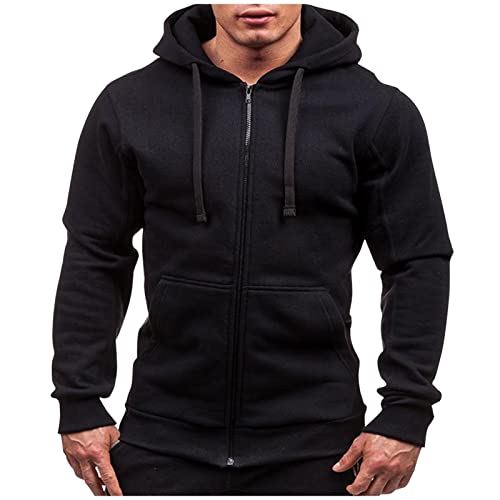 Hoodie Herren,Pullover Herren Zip up Langarm Hoodie mit Kapuze Kapuzenpullover mit Reißverschluss Sweatjacke Kordelzug Casual Sport Herbst Winter Sweatshirt Kapuzenjacke Kapuzenpulli Jacke von Generic