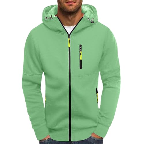 Hoodie Herren,Pullover Herren Zip up Langarm Hoodie mit Kapuze Kapuzenpullover mit Reißverschluss Sweatjacke Kordelzug Casual Sport Winter Sweatshirt Kapuzenjacke Kapuzenpulli Jacke von Generic