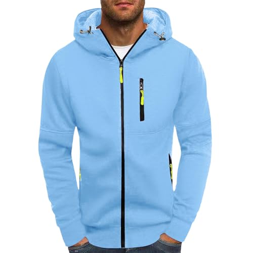 Hoodie Herren,Pullover Herren Zip up Langarm Hoodie mit Kapuze Kapuzenpullover mit Reißverschluss Sweatjacke Kordelzug Casual Sport Winter Sweatshirt Kapuzenjacke Kapuzenpulli Jacke von Generic