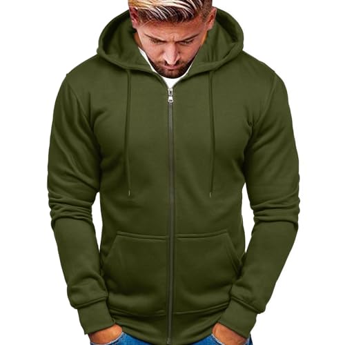 Hoodie Herren,Pullover Herren Zip up Langarm Hoodie mit Kapuze Kapuzenpullover mit Reißverschluss Sweatjacke Kordelzug Casual Sport Herbst Winter Sweatshirt Kapuzenjacke Kapuzenpulli Jacke von Generic