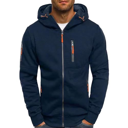 Hoodie Herren,Pullover Herren Zip up Langarm Hoodie mit Kapuze Kapuzenpullover mit Reißverschluss Sweatjacke Kordelzug Casual Sport Herbst Winter Sweatshirt Kapuzenjacke Kapuzenpulli Jacke von Generic