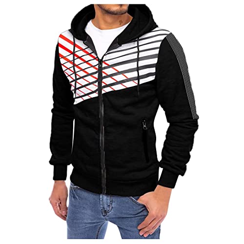 Hoodie Herren,Pullover Herren Zip up Langarm Hoodie mit Kapuze Kapuzenpullover mit Reißverschluss Sweatjacke Kordelzug Casual Sport Herbst Winter Sweatshirt Kapuzenjacke Kapuzenpulli Pulli von Generic