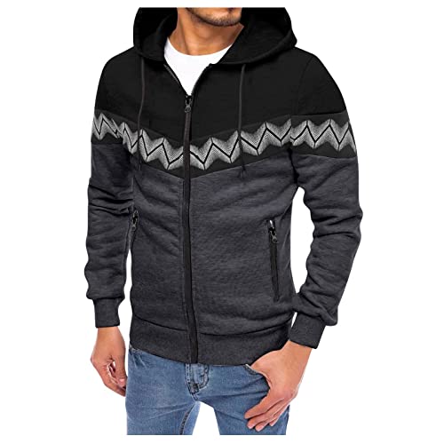 Hoodie Herren,Pullover Herren Zip up Langarm Hoodie mit Kapuze Kapuzenpullover mit Reißverschluss Sweatjacke Kordelzug Casual Sport Herbst Winter Sweatshirt Kapuzenjacke Kapuzenpulli Pulli von Generic