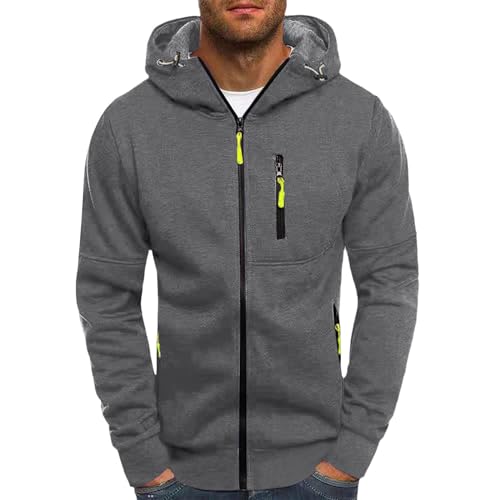 Hoodie Herren,Pullover Herren Zip up Langarm Hoodie mit Kapuze Kapuzenpullover mit Reißverschluss Sweatjacke Kordelzug Casual Sport Winter Sweatshirt Kapuzenjacke Kapuzenpulli Jacke von Generic