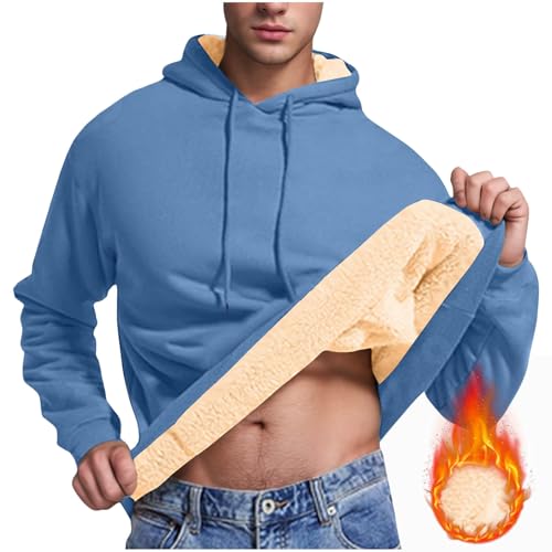 Hoodie Herren Fleece Pullover mit Kapuze Warehouse Deals Angebote Fleecepullover Dickes Kapuzenpullover Bequeme Hoody Winter Sweatjacke Regular Fit Fleecepullover Deals Marineblau XXL von Generic