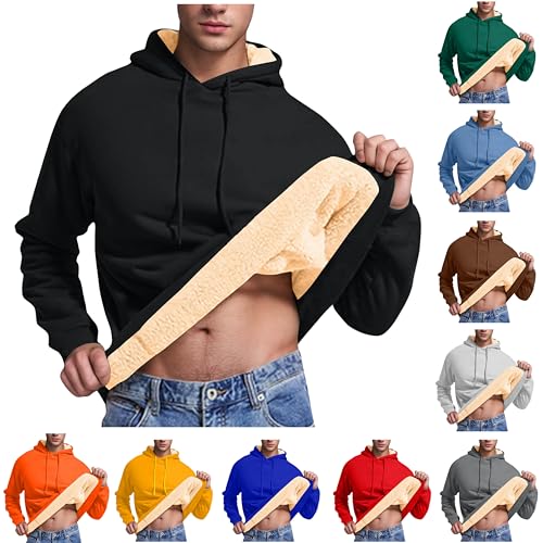 Hoodie Herren Fleecepullover Teddyfleece Kapuzenpullover Warm Gefüttert Sweatshirt Bequeme Pullover Winter Langarmshirt Einfarbig Kapuzenpulli Langarm Oberteile Große Größen Winterpullover von Generic