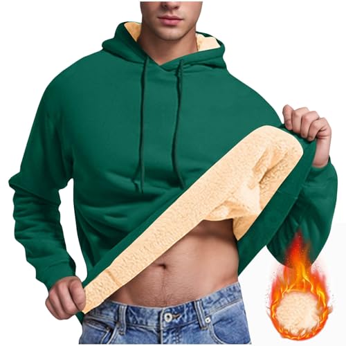 Hoodie Herren Gefütterte Kapuzenpullover Fleece Pullover mit Kapuze Dicke Kapuzenpulli Winter Hoody Sweatshirt Gefüttert Bequeme Fleecepullover Warm Kapuzenjacke Angebote Grün 3XL von Generic