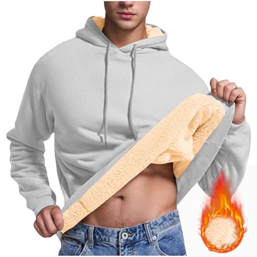 Hoodie Herren Gefütterte Kapuzenpullover Fleece Pullover mit Kapuze Dicke Kapuzenpulli Winter Hoody Sweatshirt Gefüttert Bequeme Fleecepullover Warm Kapuzenjacke Meine Bestellungen Grau XL von Generic