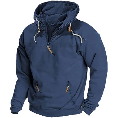 Hoodie Herren Half Zip Jacke Kapuze Hoodie Sweatshirt Kapuzenpullover Schräger Reißverschluss Langarm Sweatjacke mit Kapuze Männer Casual Winter Kapuzenpulli Kapuzenjacke Pullover Herren von Generic
