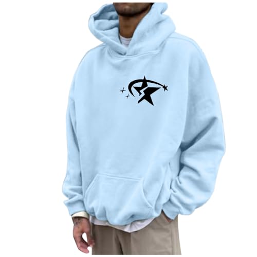 Hoodie Herren Oversize Mit Backprint Y2K Hoody Mit Kapuze Basic Pullover Vintage Print Hoodies Für Männer Anime Kapuzenpullover Schwarzer Coole Streetwear Drip Klamotten Oversize Hip Hop Fleece Pulli von Generic