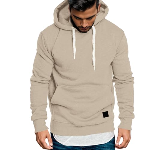 Hoodie Herren Oversize Sweatshirt Casual Pullover Hoody mit Kapuze Männer Einfarbig Kapuzenpullover Frühling und Herbst Oberteil Longsleeve Regular Fit Hooded Y2k Pulli von Generic