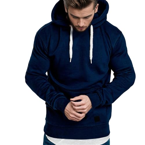 Hoodie Herren Oversize Sweatshirt Casual Pullover Hoody mit Kapuze Männer Einfarbig Kapuzenpullover Frühling und Herbst Oberteil Longsleeve Regular Fit Hooded Y2k Pulli von Generic