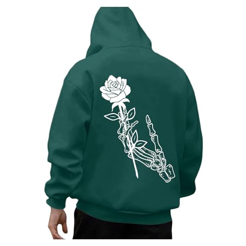 Hoodie Herren Oversize mit Backprint Y2k Hoody mit Kapuze Basic Pullover Vintage Print Hoodies für Männer Anime Kapuzenpullover Schwarzer Coole Streetwear Drip Klamotten Oversized Pullover Herren von Generic