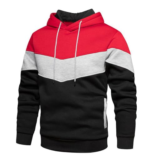 Hoodie Herren Pullover Langarm Sweatjacke Kapuzenpullover Farbblock Sweatshirt von Generic