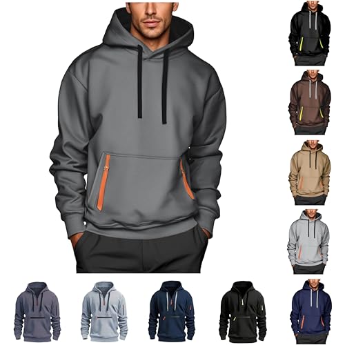 Hoodie Herren Pullover Langarm Sweatshirt Kapuzenpullover 1/4 Zipper Hoody Sweatshirts Kapuzenpulli aus Hochwertiger Baumwolle von Generic