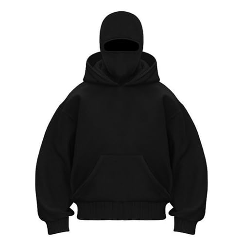Hoodie Herren Schwarz mit Sturmhaube - Winter Wärme Pullover Hoodie mit Reißverschluss und Taschen Kapuzenpullover Sport Kapuzenpulli Sweatshirt Jacke Hoodie Herren Schwarz mit Sturmhaube - Winter Wärme Pullover Hoodie mit Reißverschluss und Taschen Kapuzenpullover Sport Kapuzenpulli Sweatshirt Jacke von Generic