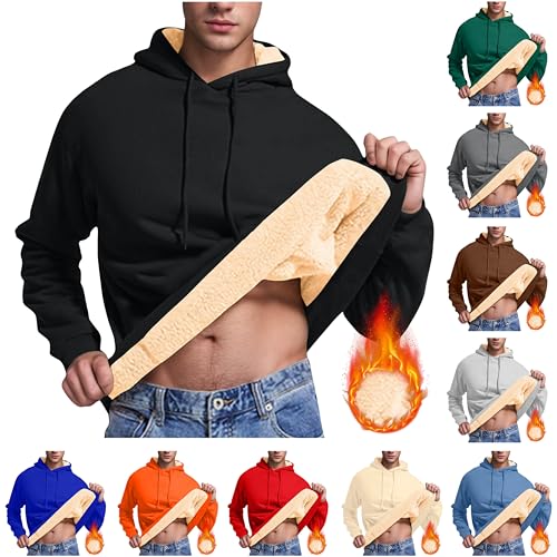 Hoodie Herren Sherpa Gefüttert Sweatshirt Warm Kapuze Fleecepullover Fleece Kapuzenpullover Große Größen Pullover Winter Langarmshirt Thermo Oberteile Teddyfleece Kapuzenpulli Winterpullover von Generic