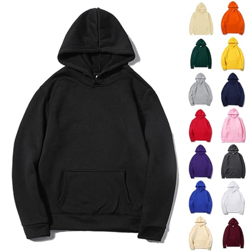 Hoodie Herren Sweatjacke Langarm Pullover mit Kapuze Sweatshirt Longsleeve Kapuzenjacke Sport Kapuzenpullover Freizeit Kapuzenshirt Einfarbige Kaputzensweatjacke Deals Schwarz XL von Generic
