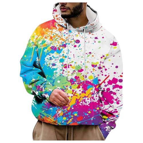 Hoodie Herren Unisex 3D Druck Hoodie Oversize Langarm Sweatshirt mit Kapuze Casual Bunte/Batik/Ethnisch Drucken Kapuzenpullover mit Taschen Sport Streetwear Kapuzenpulli Kapuzenjacke Pullover von Generic