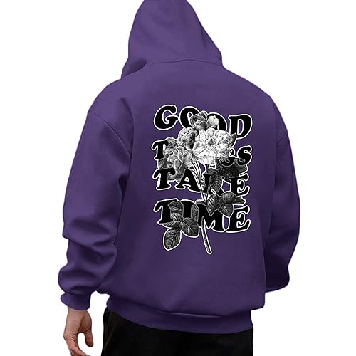 Hoodie Herren mit Backprint Kapuzenpullover Herren Oversize Y2k Hoody mit Kapuze Basic Pullover mit Backprint Hoodie Männer Sweatshirt Streetwear Sweatjacke Langarm Kapuzenpulli Klamotten von Generic