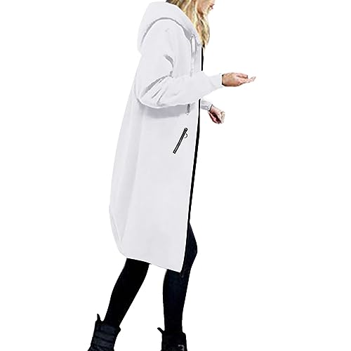 Hoodie Lang Sweatmantel Damen Mit Kapuze Full Zip Kapuzenpullover Mit Tasche Reißverschluss Sweatshirt Jacke Sweatjacke Freizeitjacke Pullover Übergangsjacke Kapuzenjacke von Generic