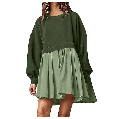 Hoodie Kleid Damen Oversize Xxl Sommer - Sweatshirt Kleid Ohne Kapuze - Sweatshirt Kleid Langarm Rundhals Pullover Lose Passform Sweatshirt Mini Casual Sweatshirt-Kleider Langarm Hoodie Kleid von Generic
