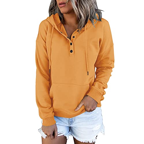 Hoodie Oversized Unifarbene Herbst Sweatshirts füt Damen Winter Langarm Taschen Kordelzug Kapuzenpullover Pullover von Generic