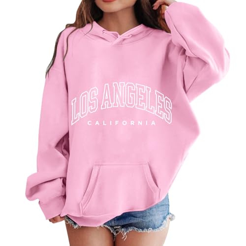 Hoodie Pullover Teenager Mädchen Buchstabe Drucken Rundhals Kapuzenpullover mit Taschen lässig Locker Langarm Sweatshirt Kleinkind Sportlich Rippensaum Hoodie Herbst Winter Oberteile Tops 3-12 Jahre von Generic